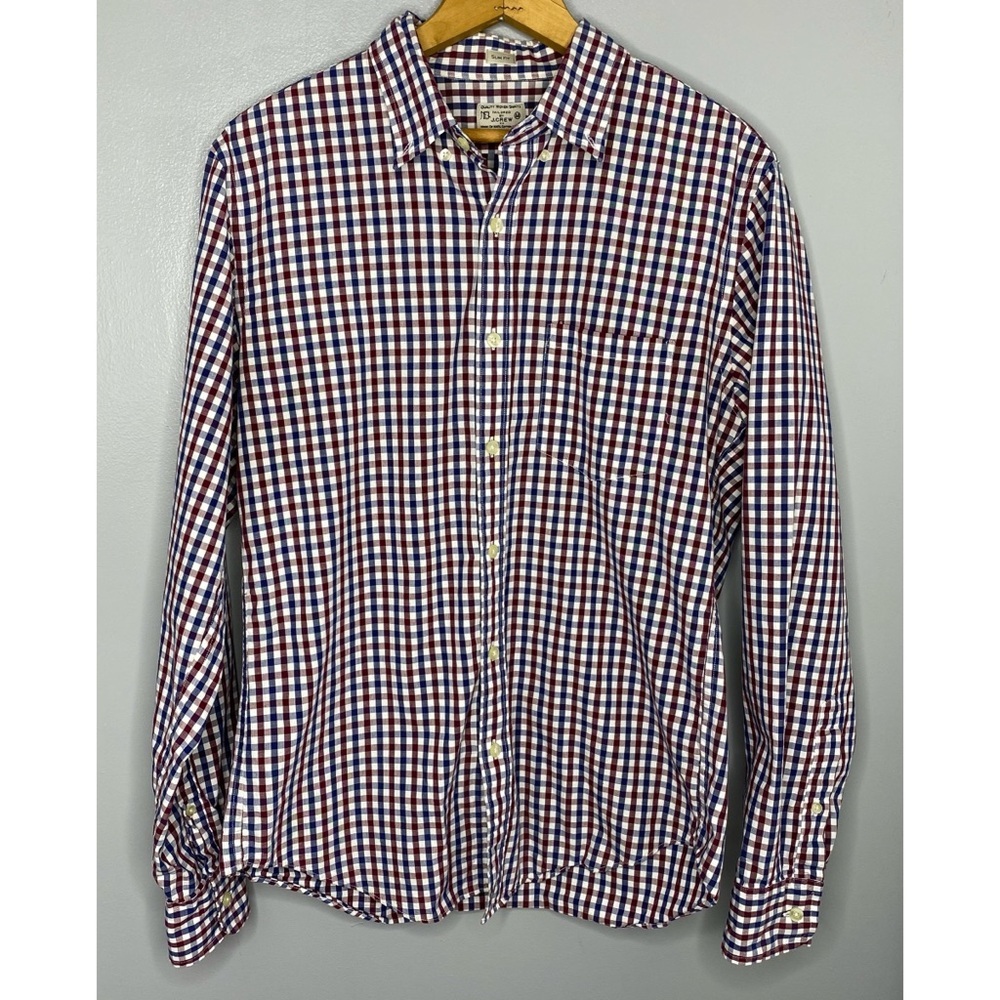 J. CREW Red White and Blue Plaid Button Down Shirt